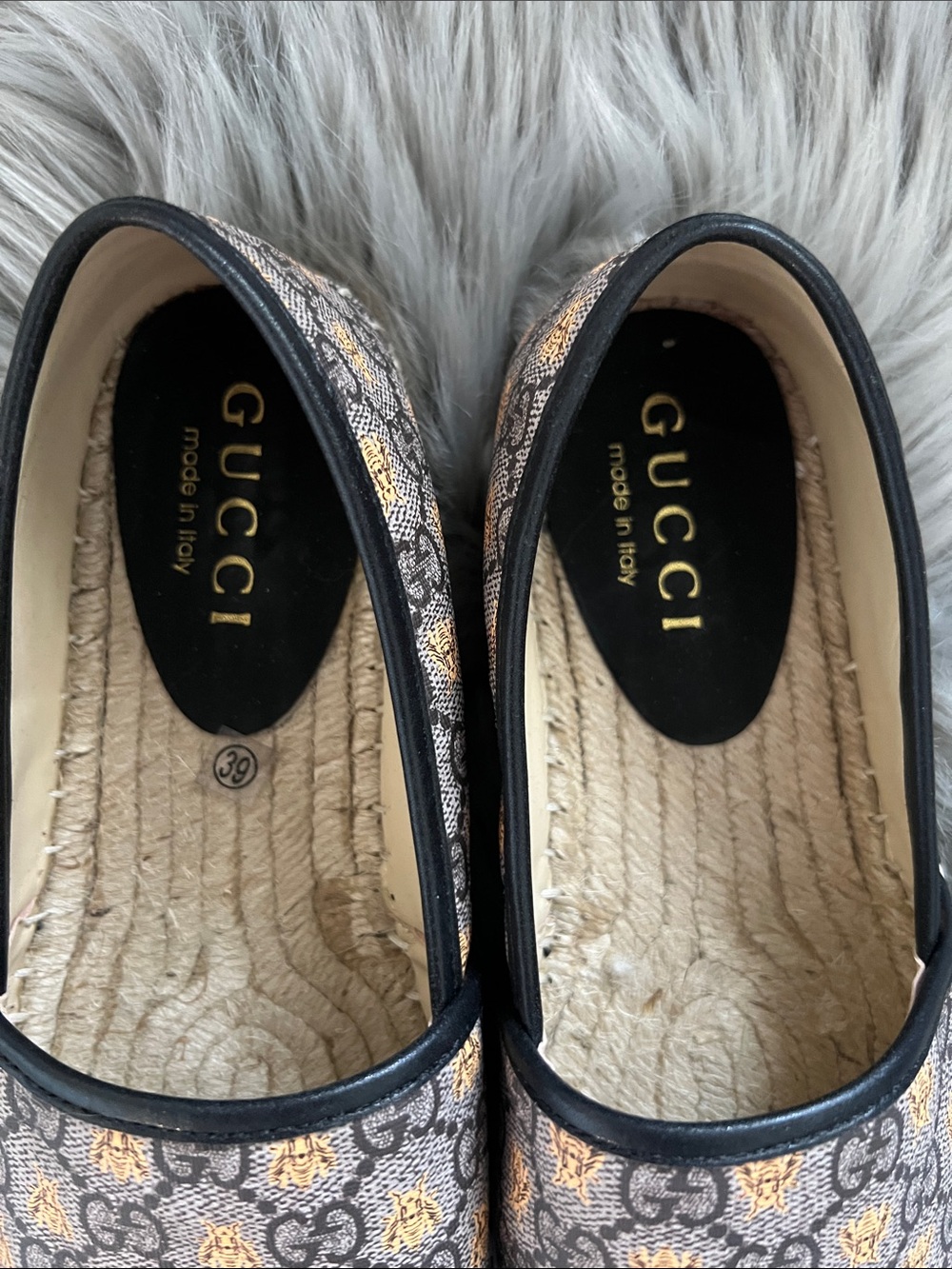 EUC Fashion Espadrilles Brown & Gold Bee Slip-On sz 8/39 - Picture 2 of 7